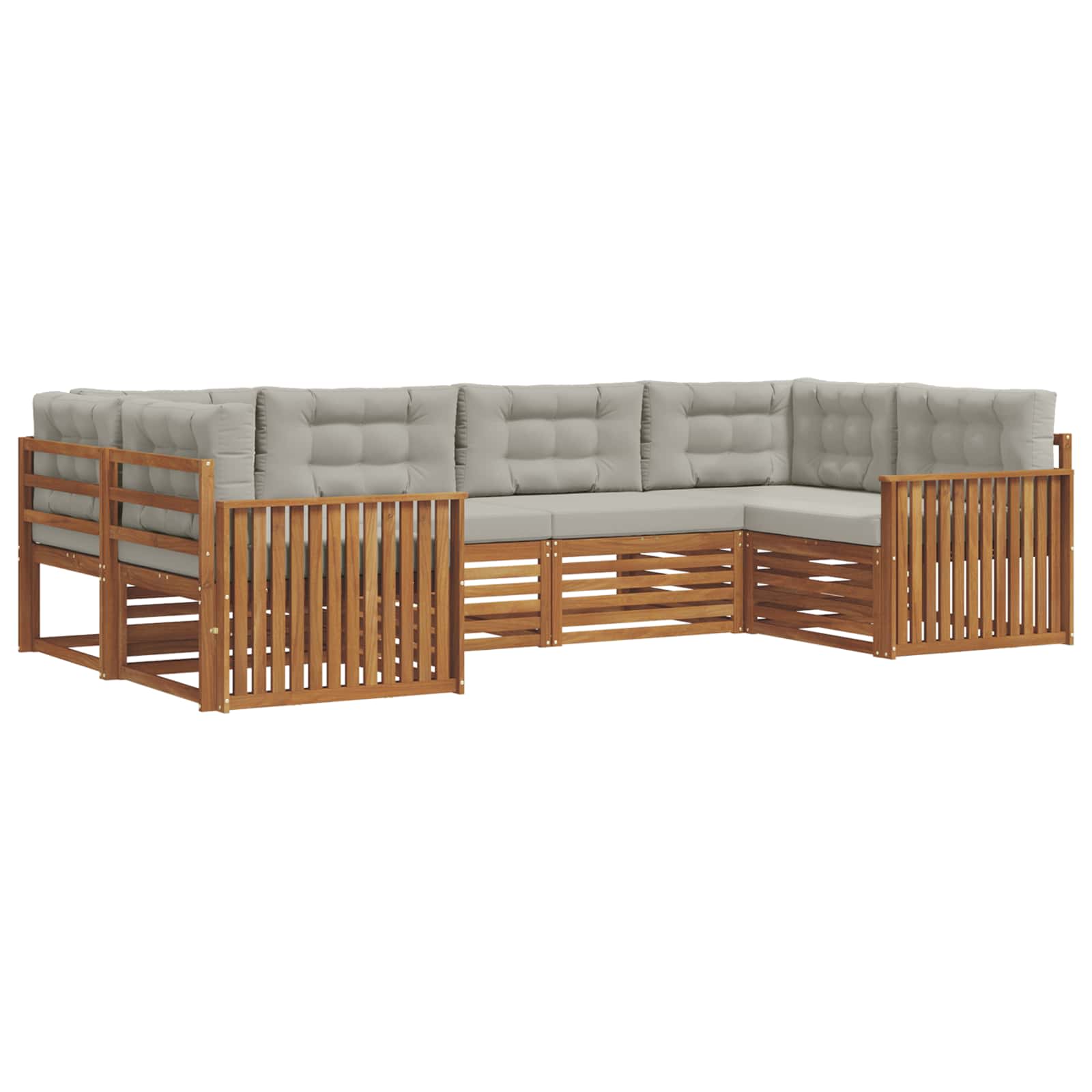 Sofa-Sets 6 pcs Natuurlijk en Lichtgrijs Massief Acaciahout image 2