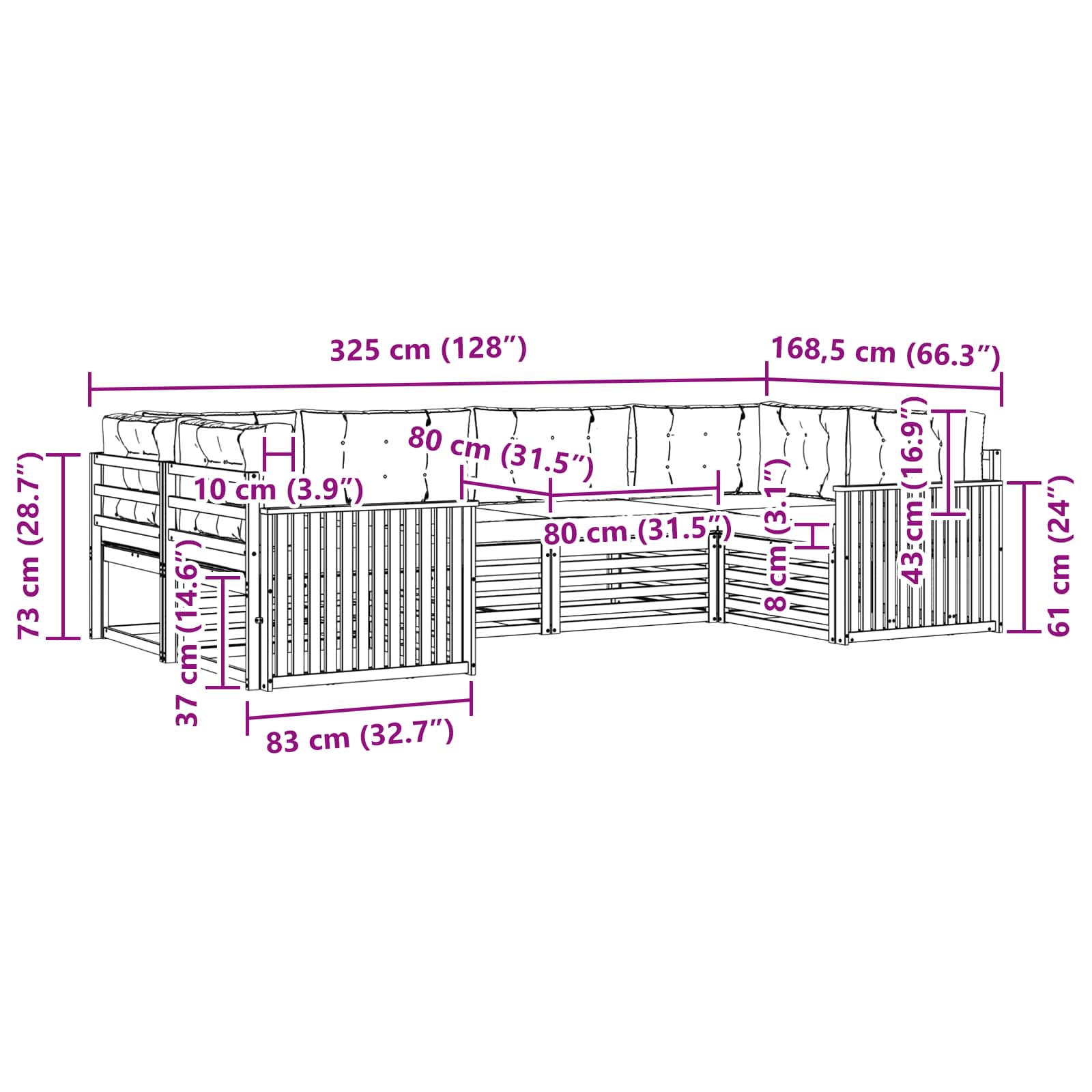 Sofa-Sets 6 pcs Natuurlijk en Lichtgrijs Massief Acaciahout image 7