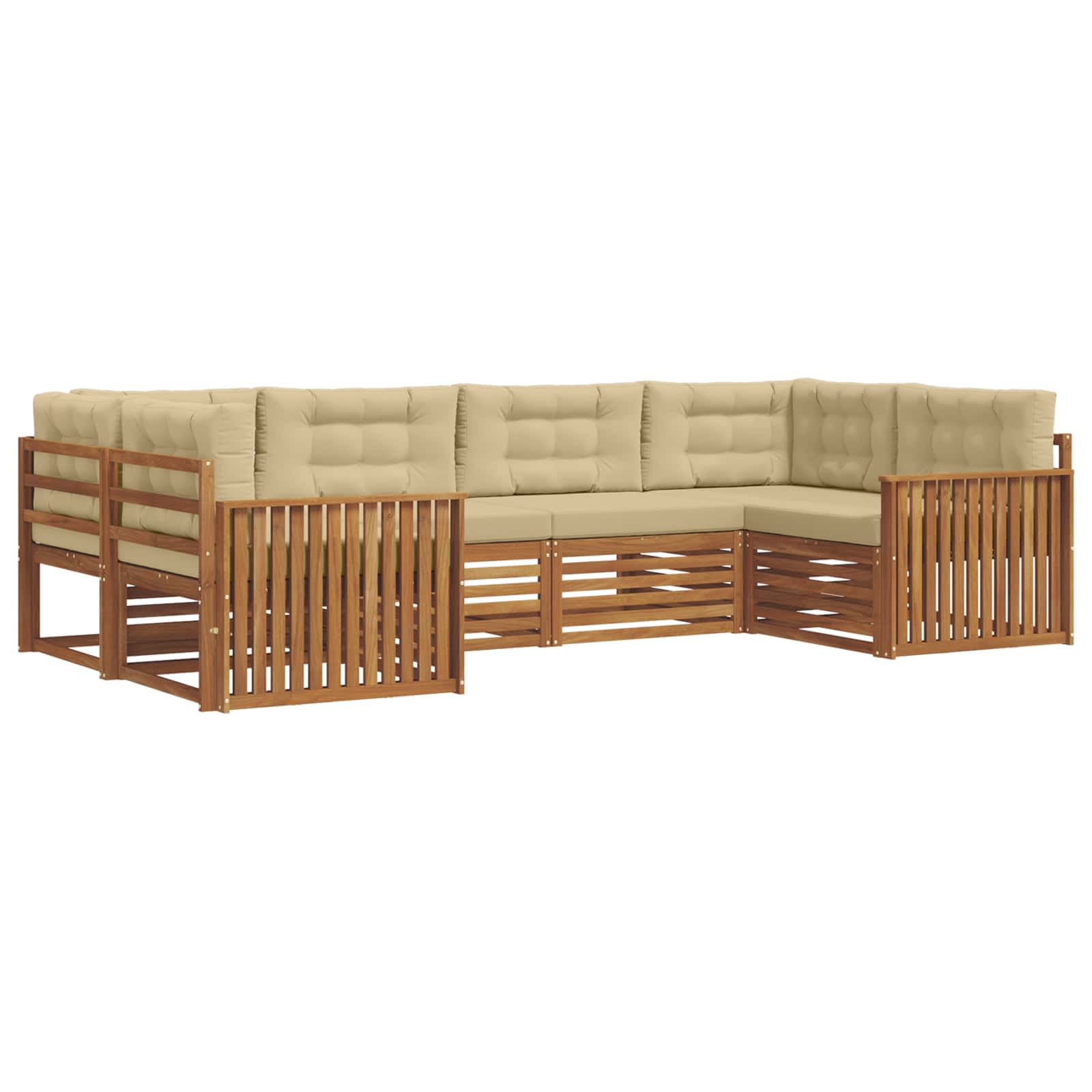 Sofa-Sets 6 pcs Natuurlijk en Beige Massief Acaciahout image 2