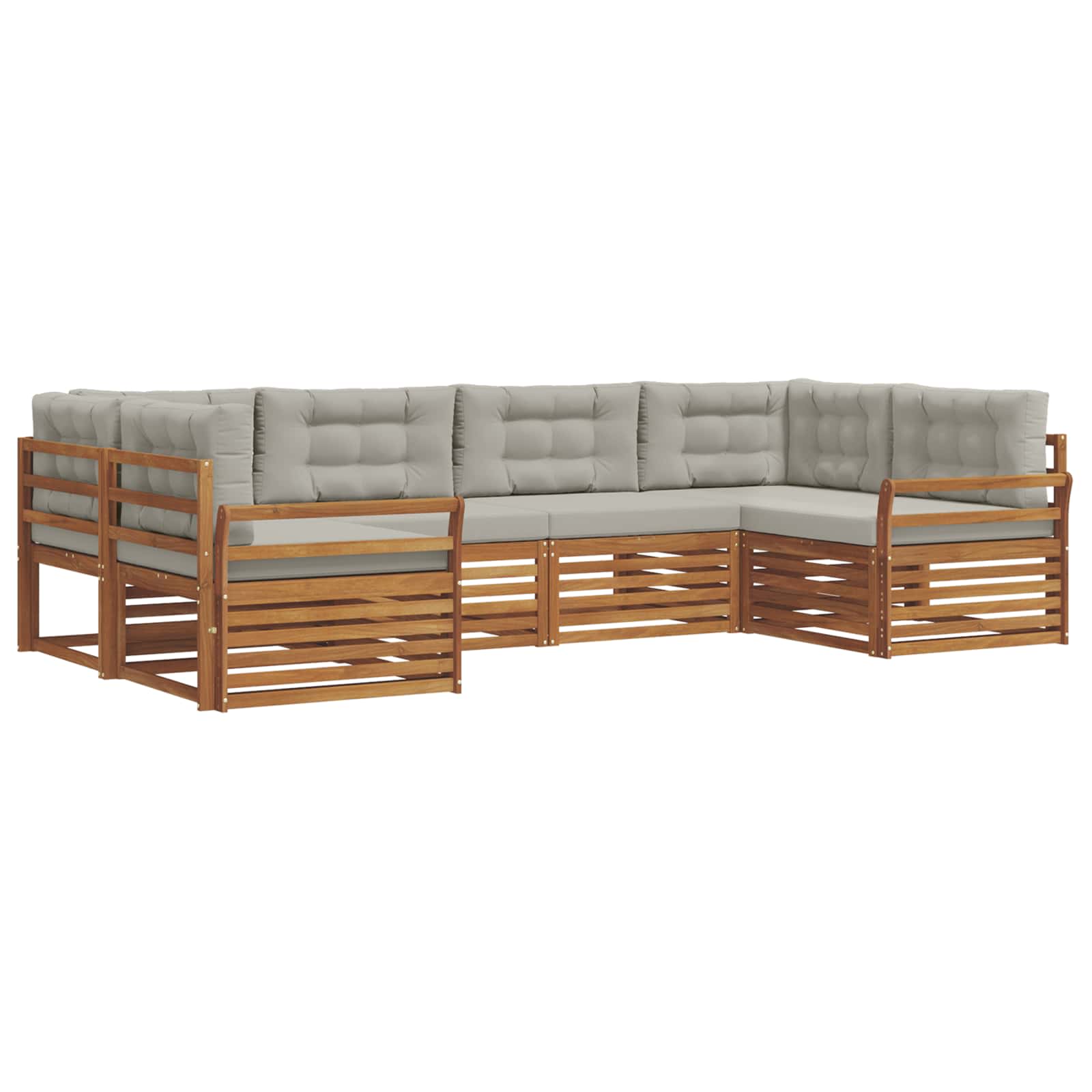 Zunanja garnitura za sedenje 6 pcs Naravna in svetlo siva - slika 2