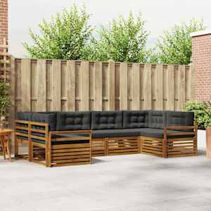 Zunanja garnitura za sedenje 6 pcs Naravna in antracitna