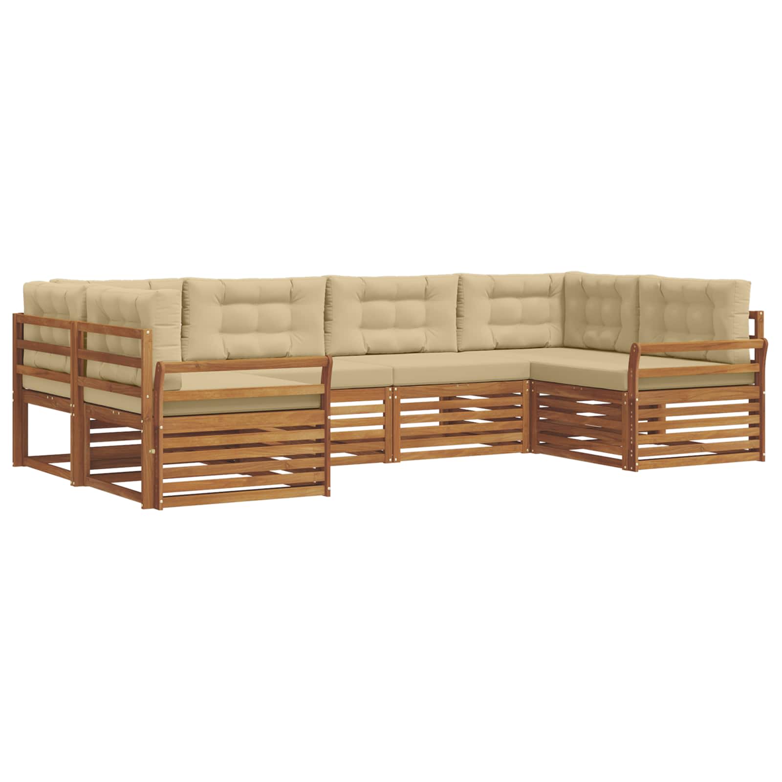 Zunanja garnitura za sedenje z blazino 6 pcs Naravna in bež - slika 2