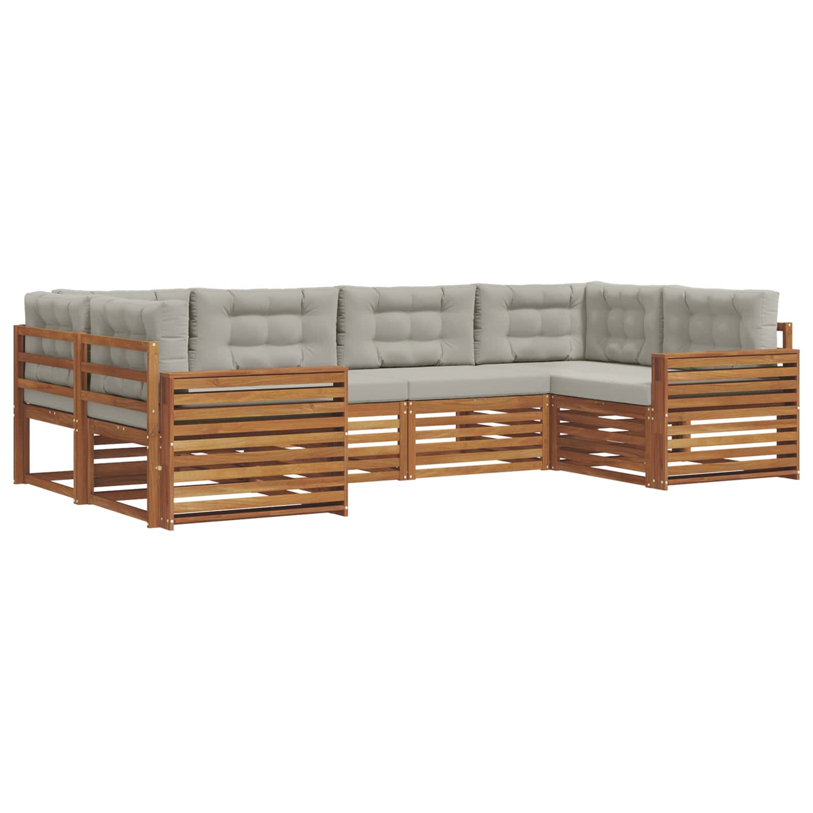 Zunanja garnitura za sedenje 6 pcs Naravna in svetlo siva - slika 2