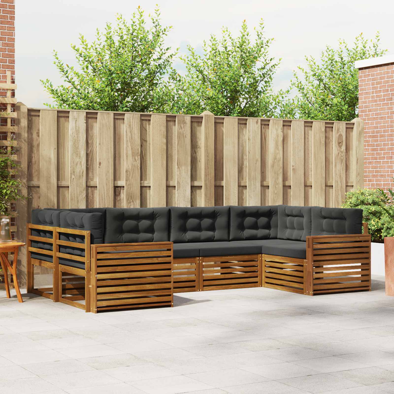 Sofa-Sets 6 pcs Natuurlijk en Antraciet Massief Acaciahout image 1