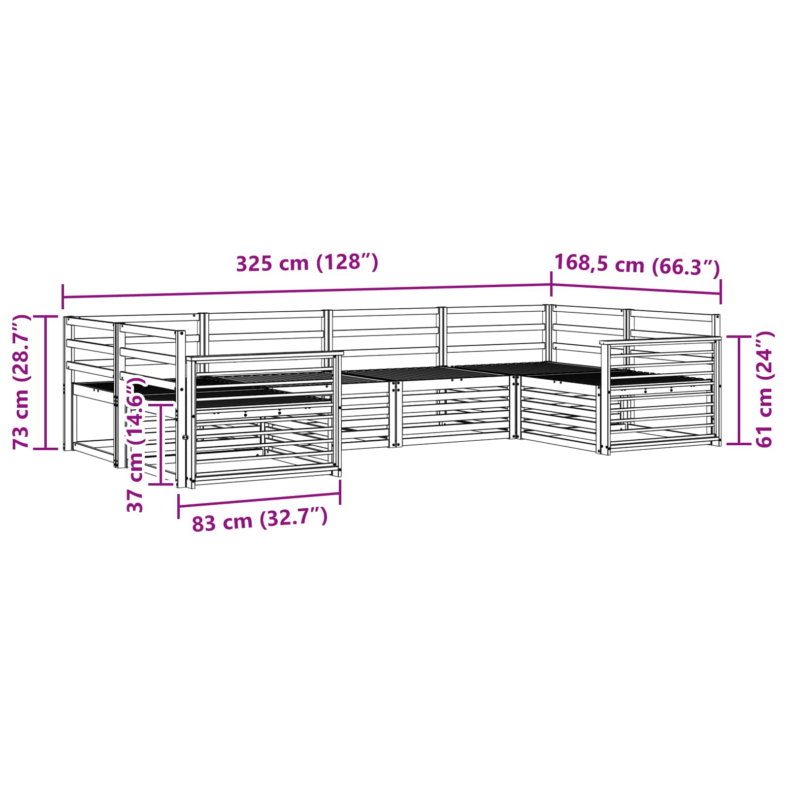 Sedežne garniture 6 pcs Naravna Masiven les akacije - slika 6