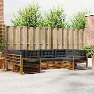 Zunanja garnitura za sedenje 6 pcs Naravna in antracitna