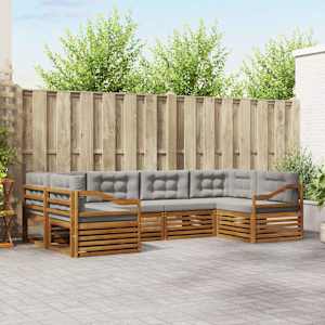 Zunanja garnitura za sedenje 6 pcs Naravna in svetlo siva