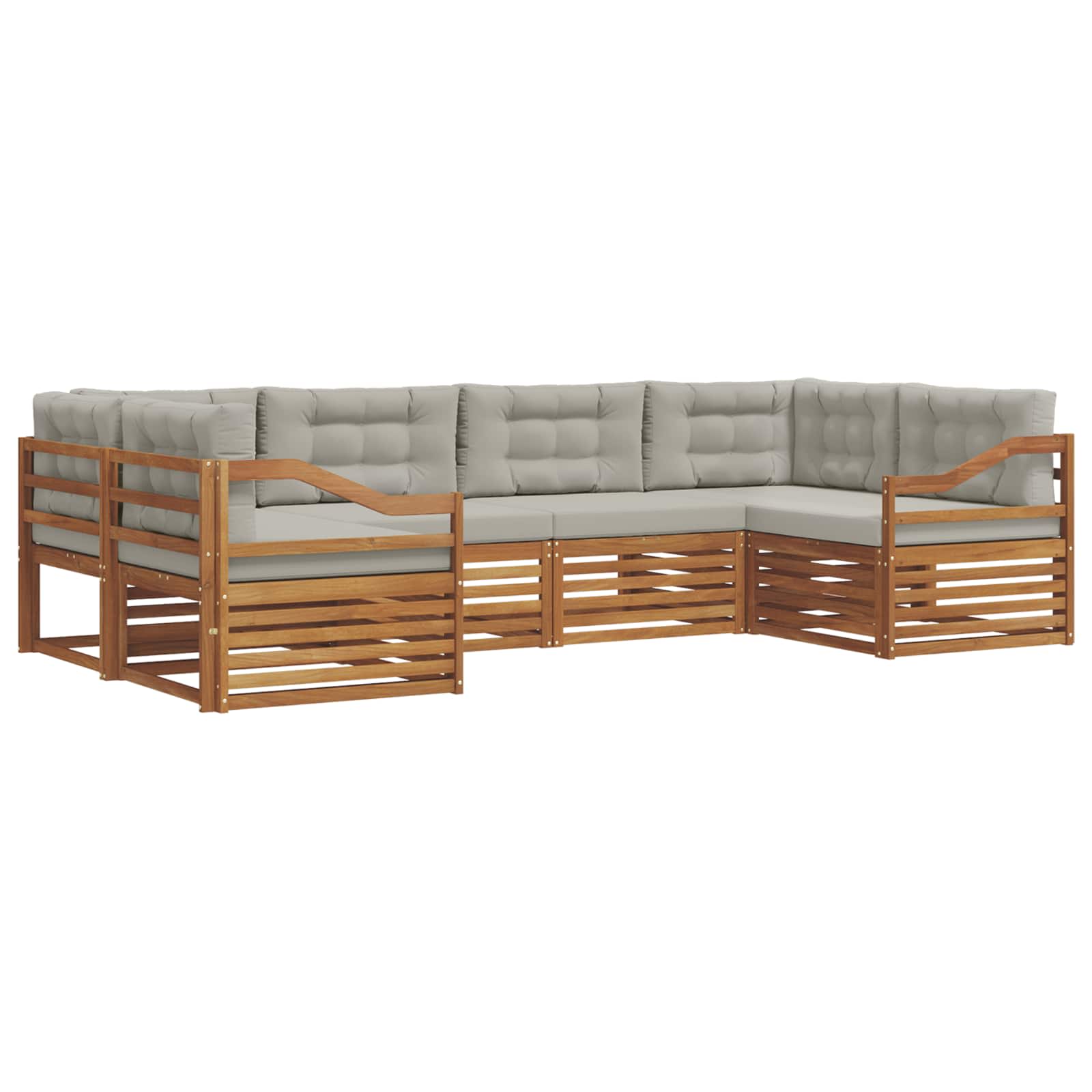 Sofa-Sets 6 pcs Natuurlijk en Lichtgrijs Massief Acaciahout image 2