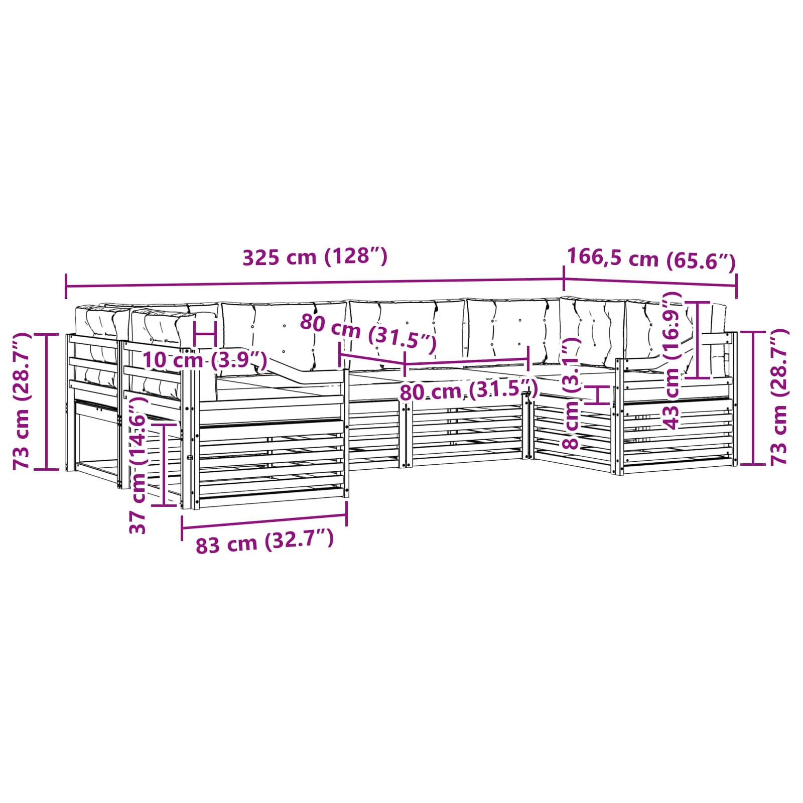 Sofa-Sets 6 pcs Natuurlijk en Lichtgrijs Massief Acaciahout image 7