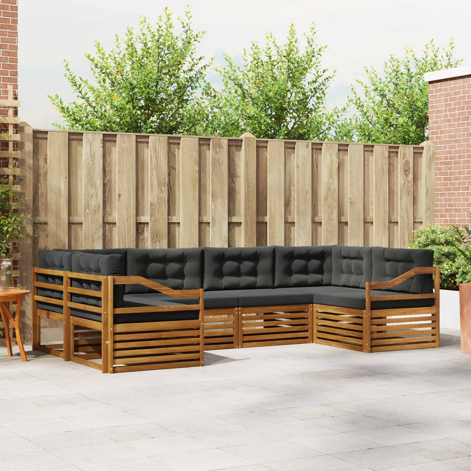 Sofa-Sets 6 pcs Natuurlijk en Antraciet Massief Acaciahout image 1