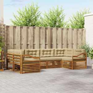 Zunanja garnitura za sedenje z blazino 6 pcs Naravna in bež