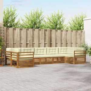 Venkovní pohovková souprava 7 pcs Přirozená a Krémová