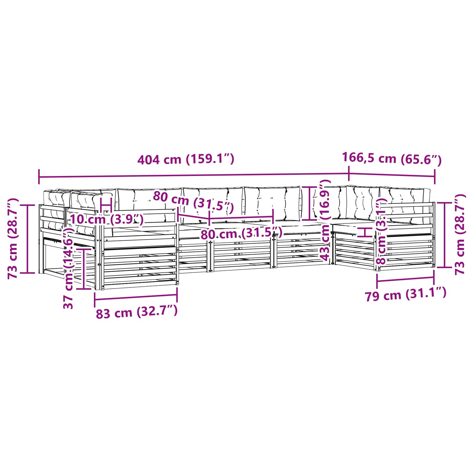 Sofa-Sets 7 pcs Natuurlijk en Lichtgrijs Massief Acaciahout image 7