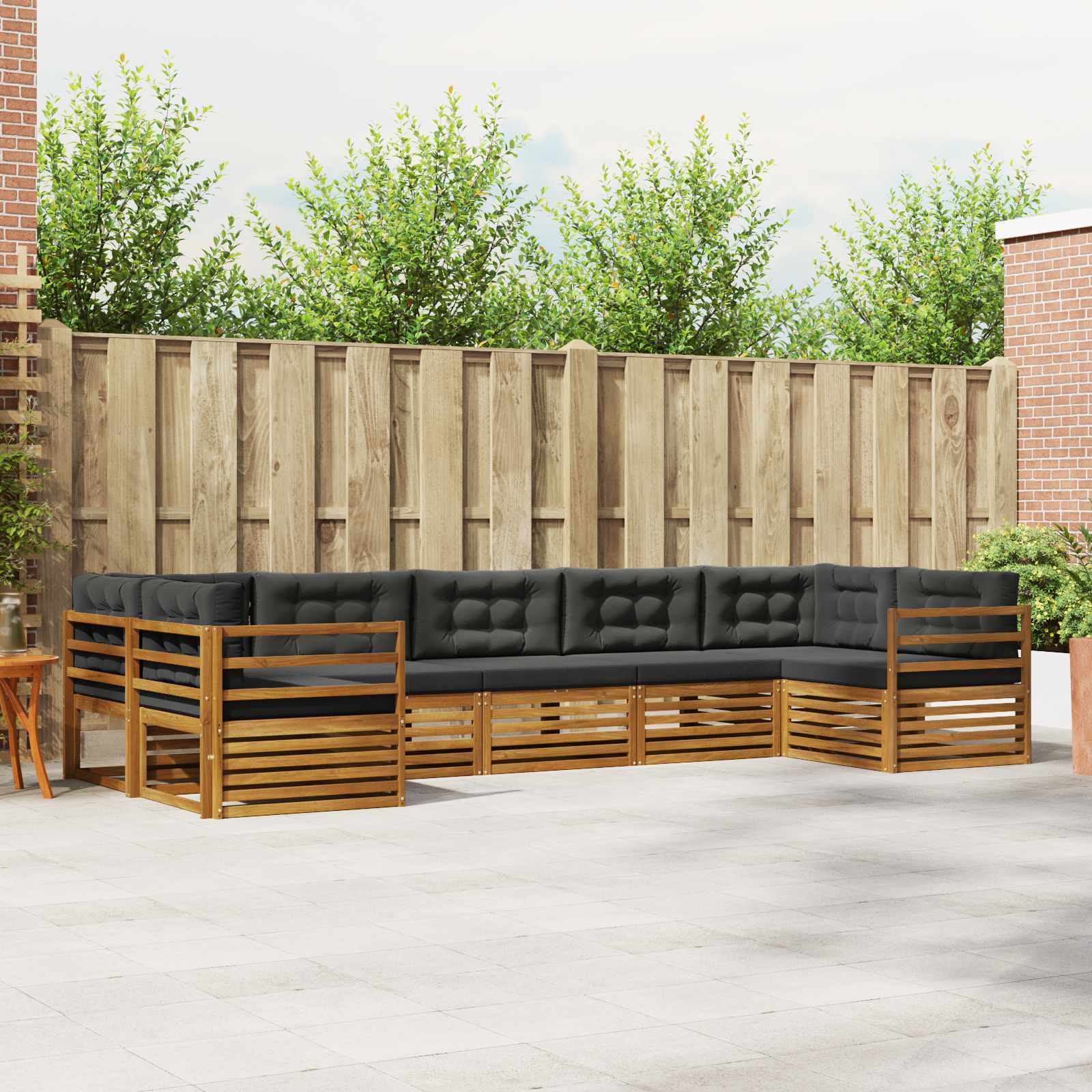 Sofa-Sets 7 pcs Natuurlijk en Antraciet Massief Acaciahout image 1