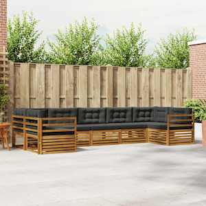 Zunanja garnitura za sedenje 7 pcs Naravna in antracitna