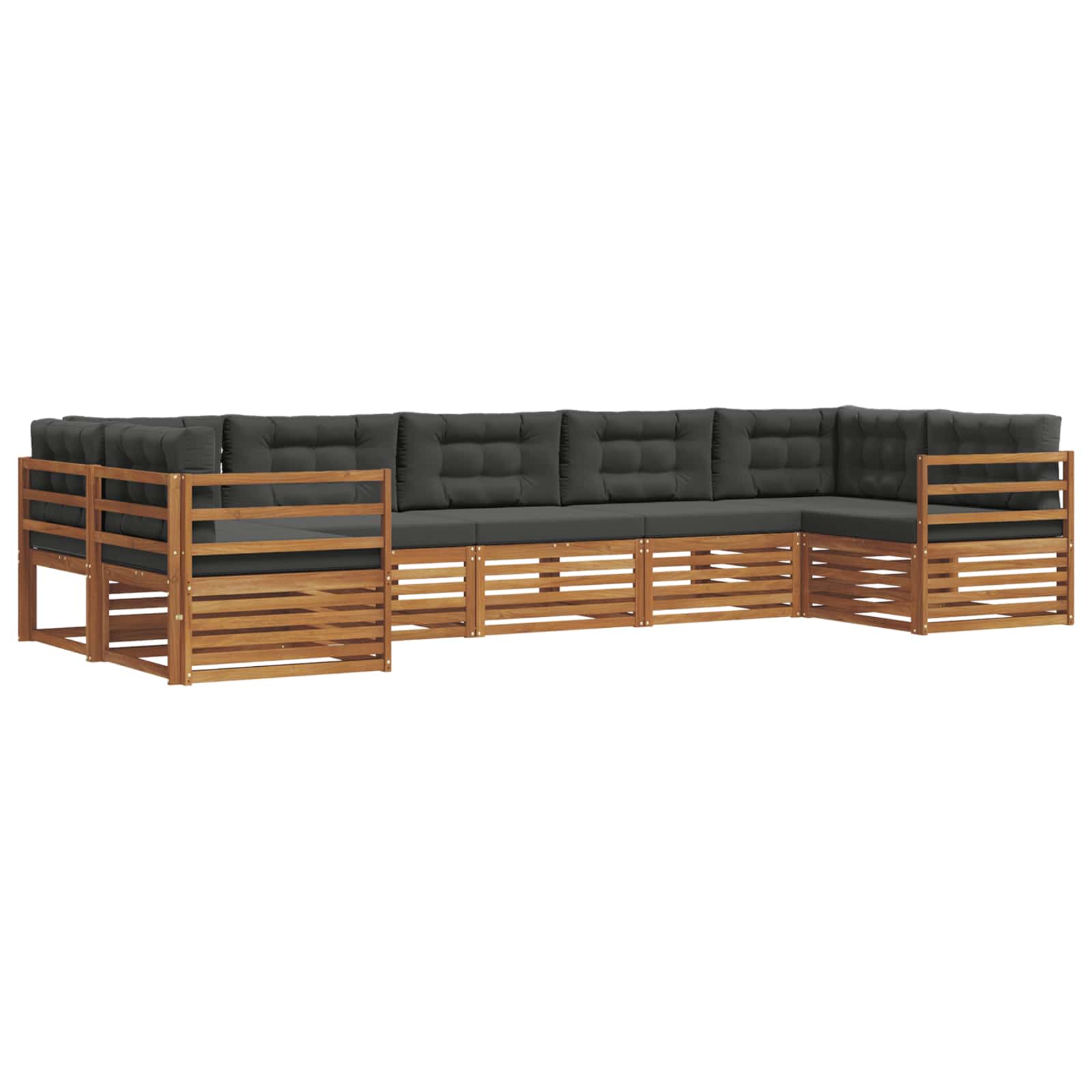 Sofa-Sets 7 pcs Natuurlijk en Antraciet Massief Acaciahout image 2