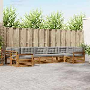 Zunanja garnitura za sedenje 7 pcs Naravna in svetlo siva