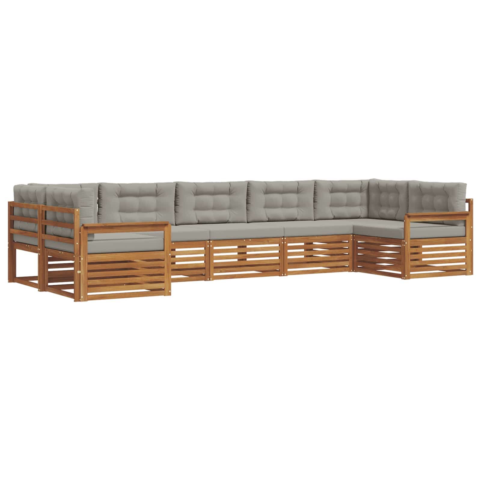 Sofa-Sets 7 pcs Natuurlijk en Lichtgrijs Massief Acaciahout image 2