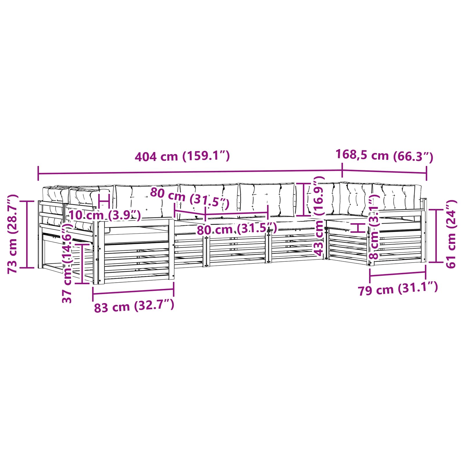 Sofa-Sets 7 pcs Natuurlijk en Lichtgrijs Massief Acaciahout image 7