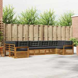 Zunanja garnitura za sedenje 7 pcs Naravna in antracitna