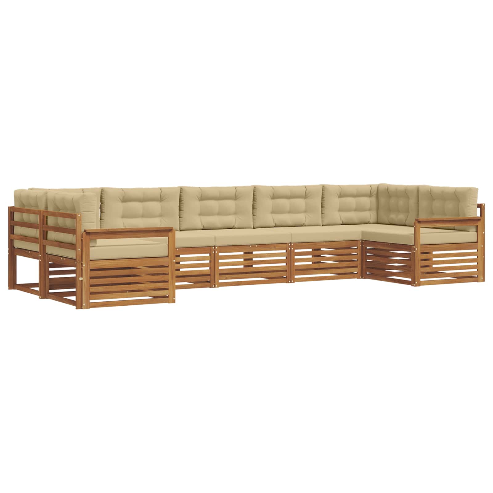 Sofa-Sets 7 pcs Natuurlijk en Beige Massief Acaciahout image 2