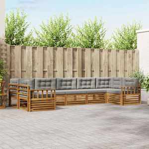 Zunanja garnitura za sedenje 7 pcs Naravna in svetlo siva