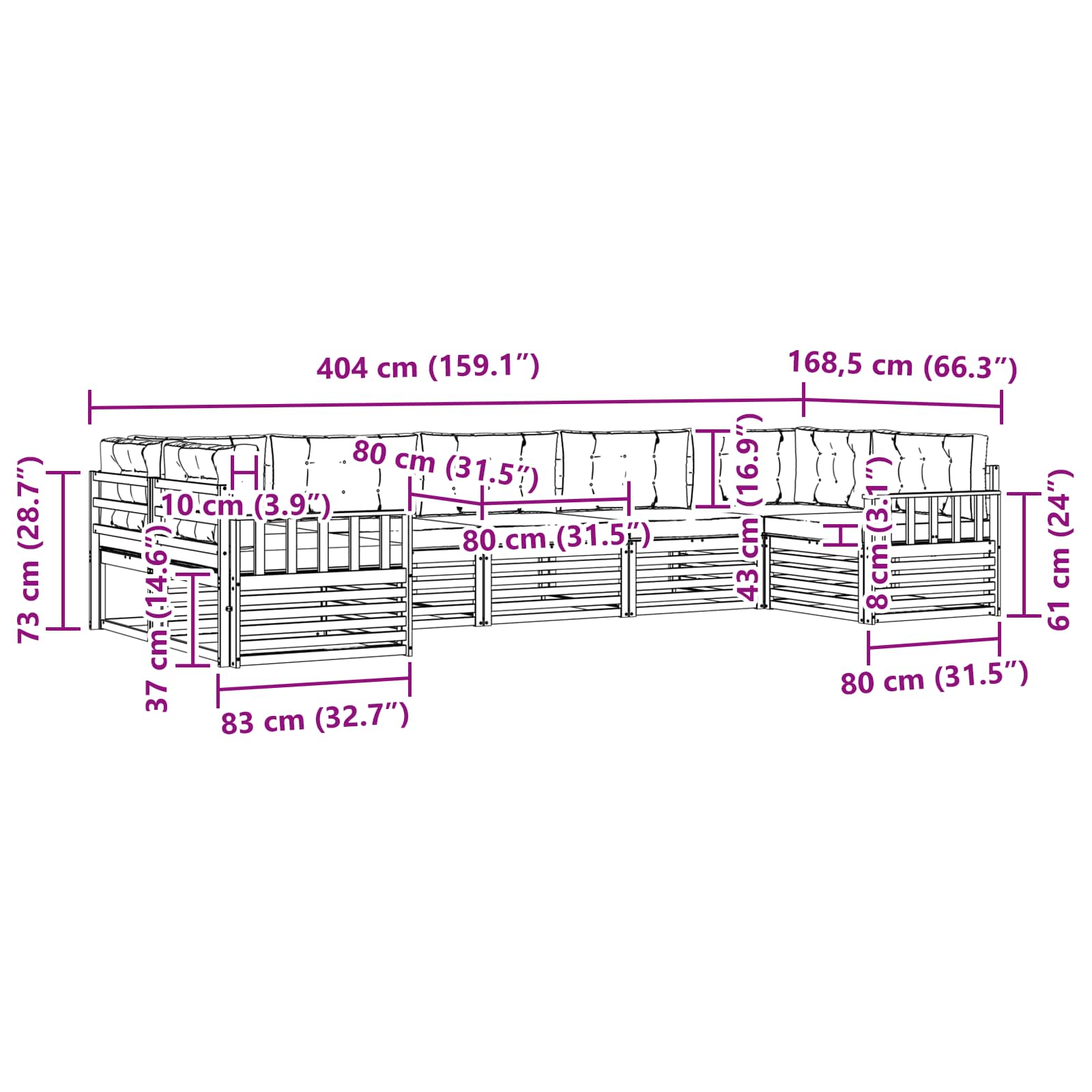 Sofa-Sets 7 pcs Natuurlijk en Lichtgrijs Massief Acaciahout image 7