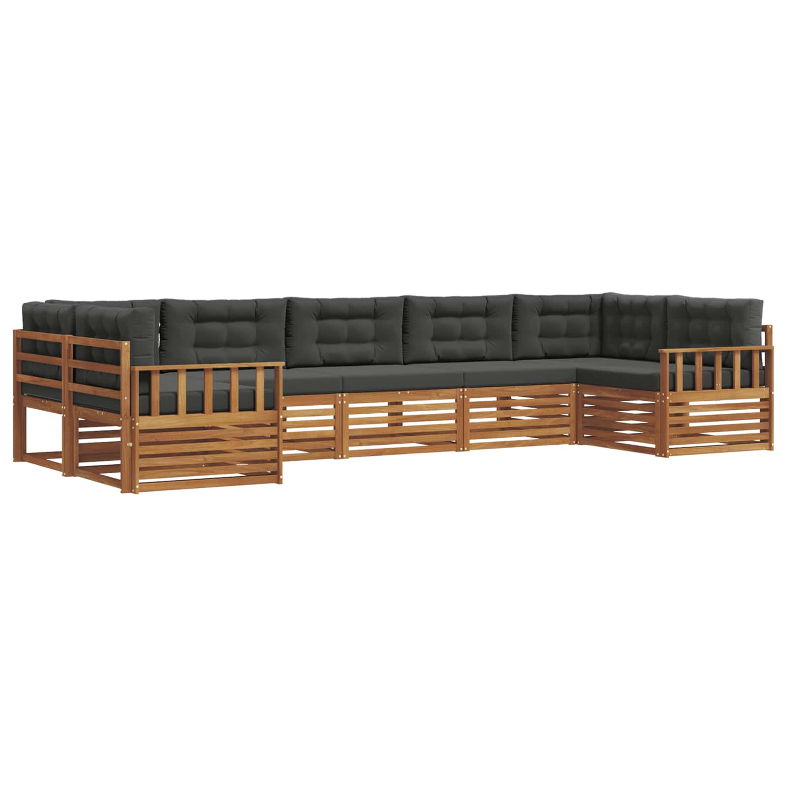 Sofa-Sets 7 pcs Natuurlijk en Antraciet Massief Acaciahout image 2