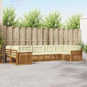 Zunanja garnitura za sedenje z blazino 7 pcs Naravna in smetana