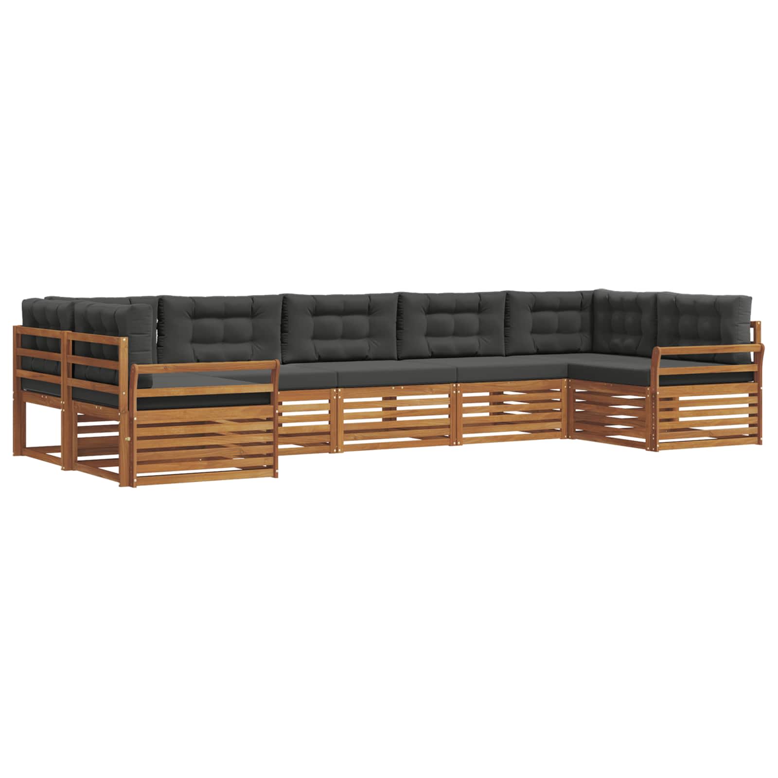 Sofa-Sets 7 pcs Natuurlijk en Antraciet Massief Acaciahout image 2