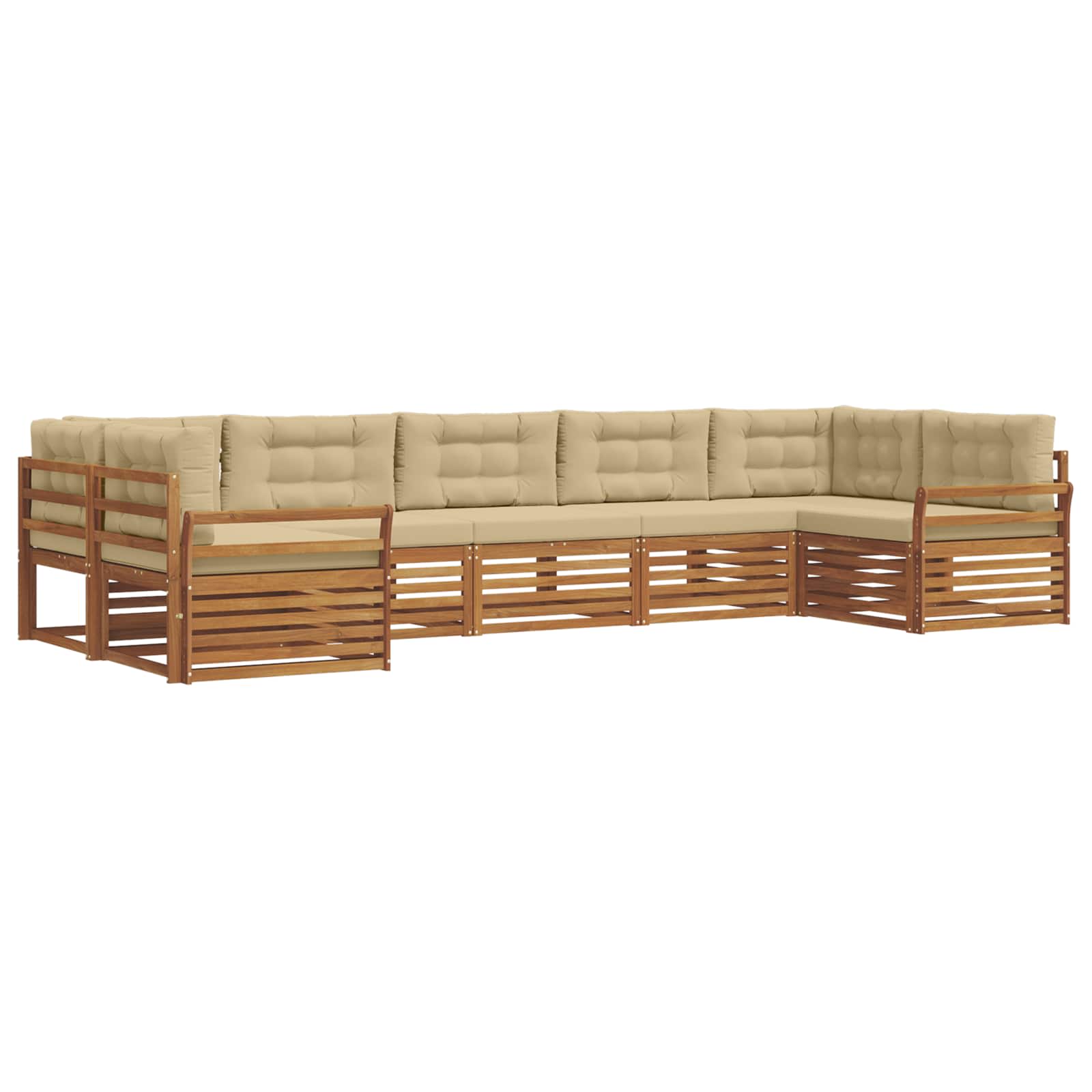 Sofa-Sets 7 pcs Natuurlijk en Beige Massief Acaciahout image 2