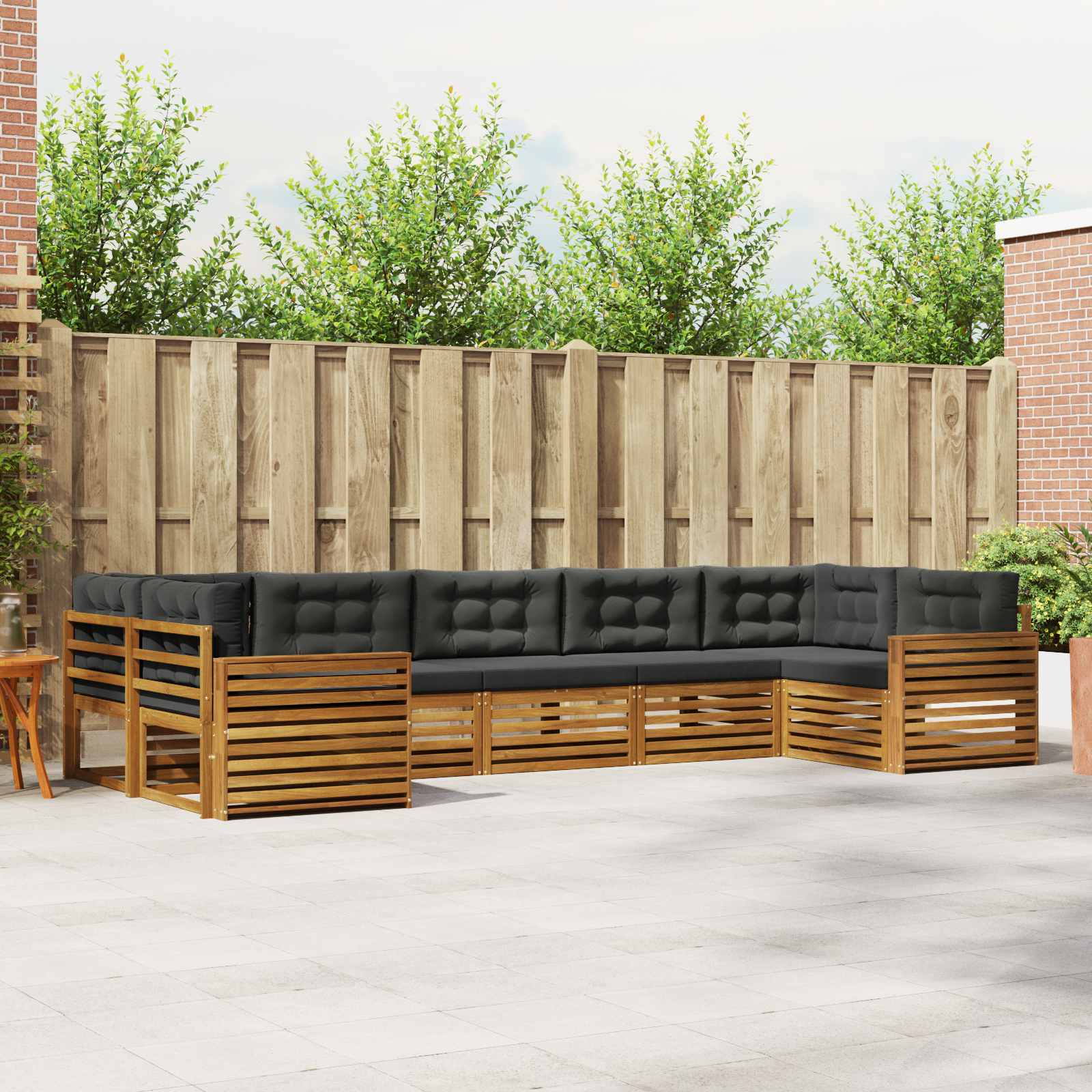 Sofa-Sets 7 pcs Natuurlijk en Antraciet Massief Acaciahout image 1