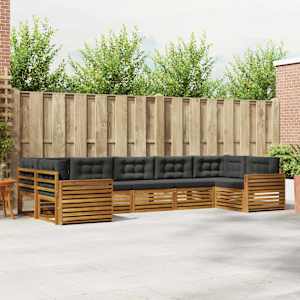 Zunanja garnitura za sedenje 7 pcs Naravna in antracitna