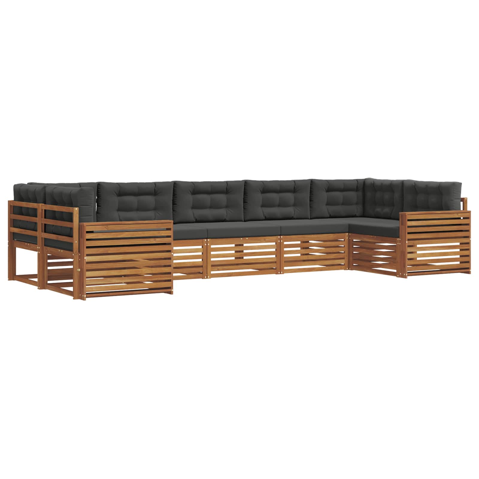 Sofa-Sets 7 pcs Natuurlijk en Antraciet Massief Acaciahout image 2