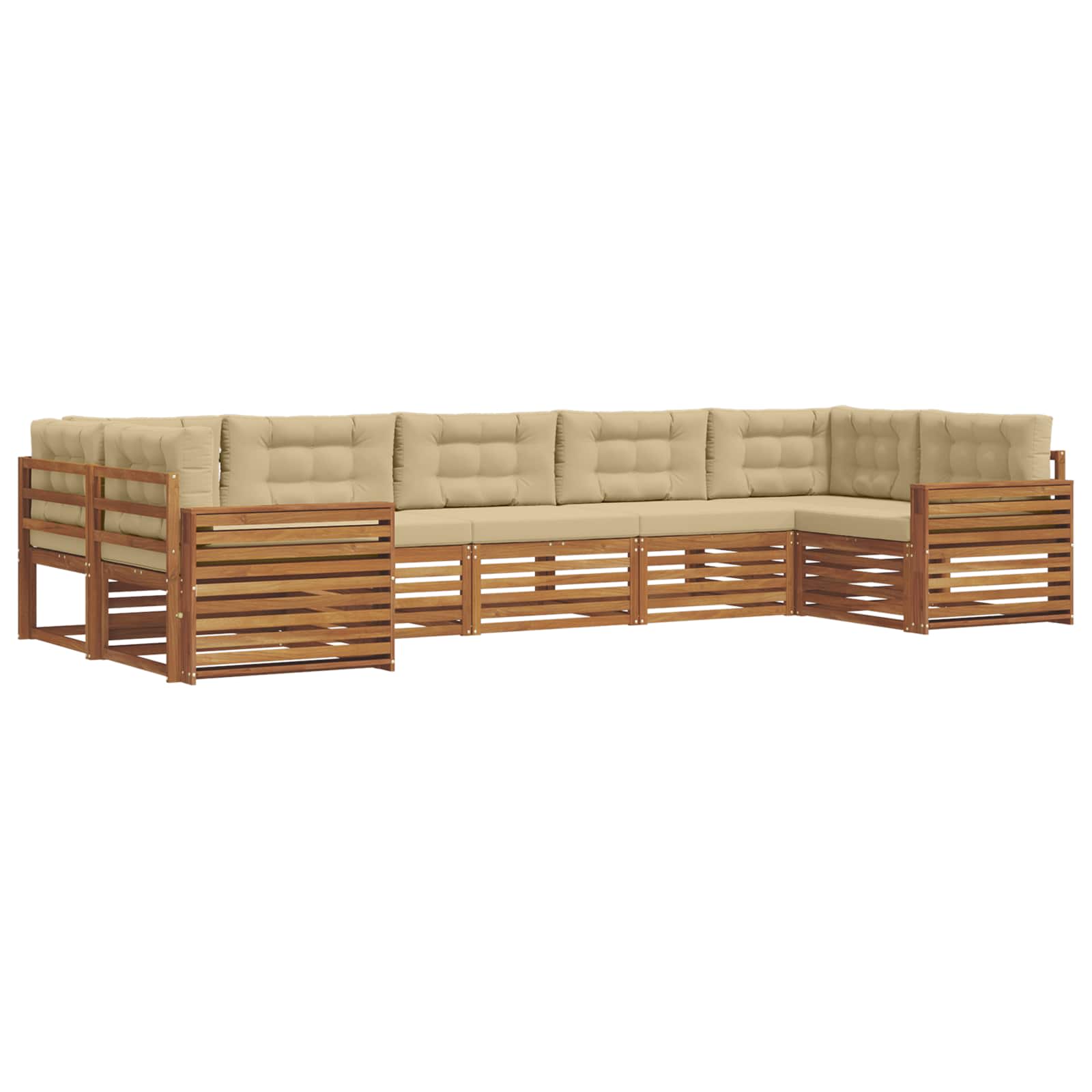 Sofa-Sets 7 pcs Natuurlijk en Beige Massief Acaciahout image 2