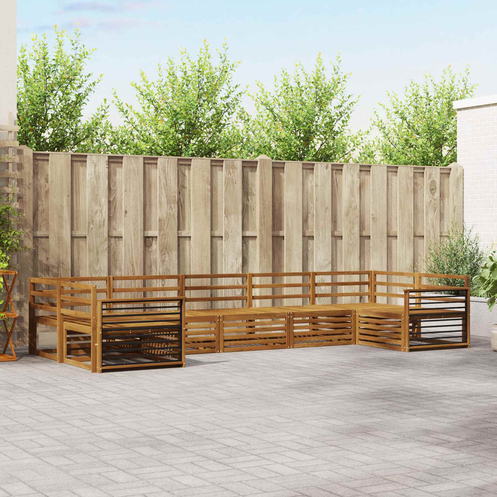 Sofa-Sets 7 pcs Naturel Massief Acaciahout image 1