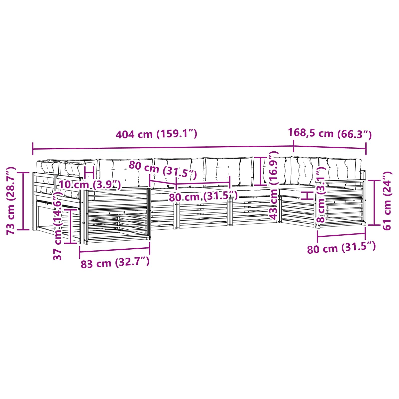 Sofa-Sets 7 pcs Natuurlijk en Lichtgrijs Massief Acaciahout image 7