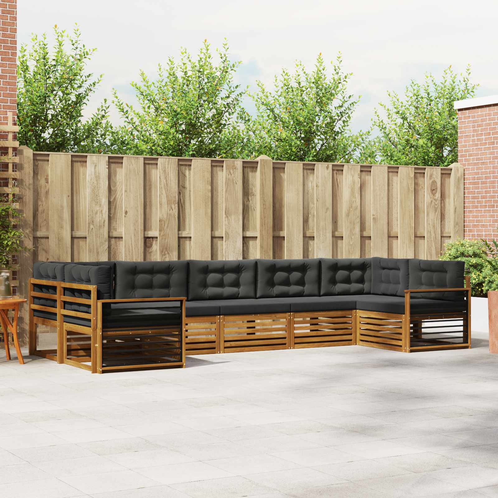 Sofa-Sets 7 pcs Natuurlijk en Antraciet Massief Acaciahout image 1