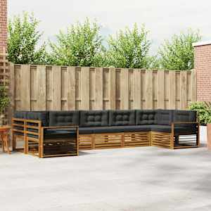 Zunanja garnitura za sedenje 7 pcs Naravna in antracitna