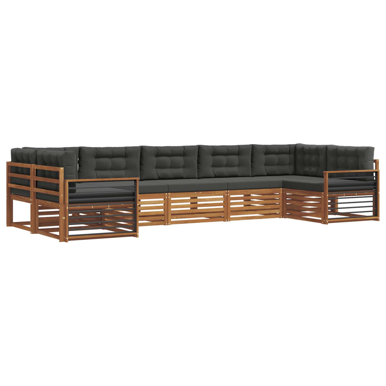 Sofa-Sets 7 pcs Natuurlijk en Antraciet Massief Acaciahout image 2