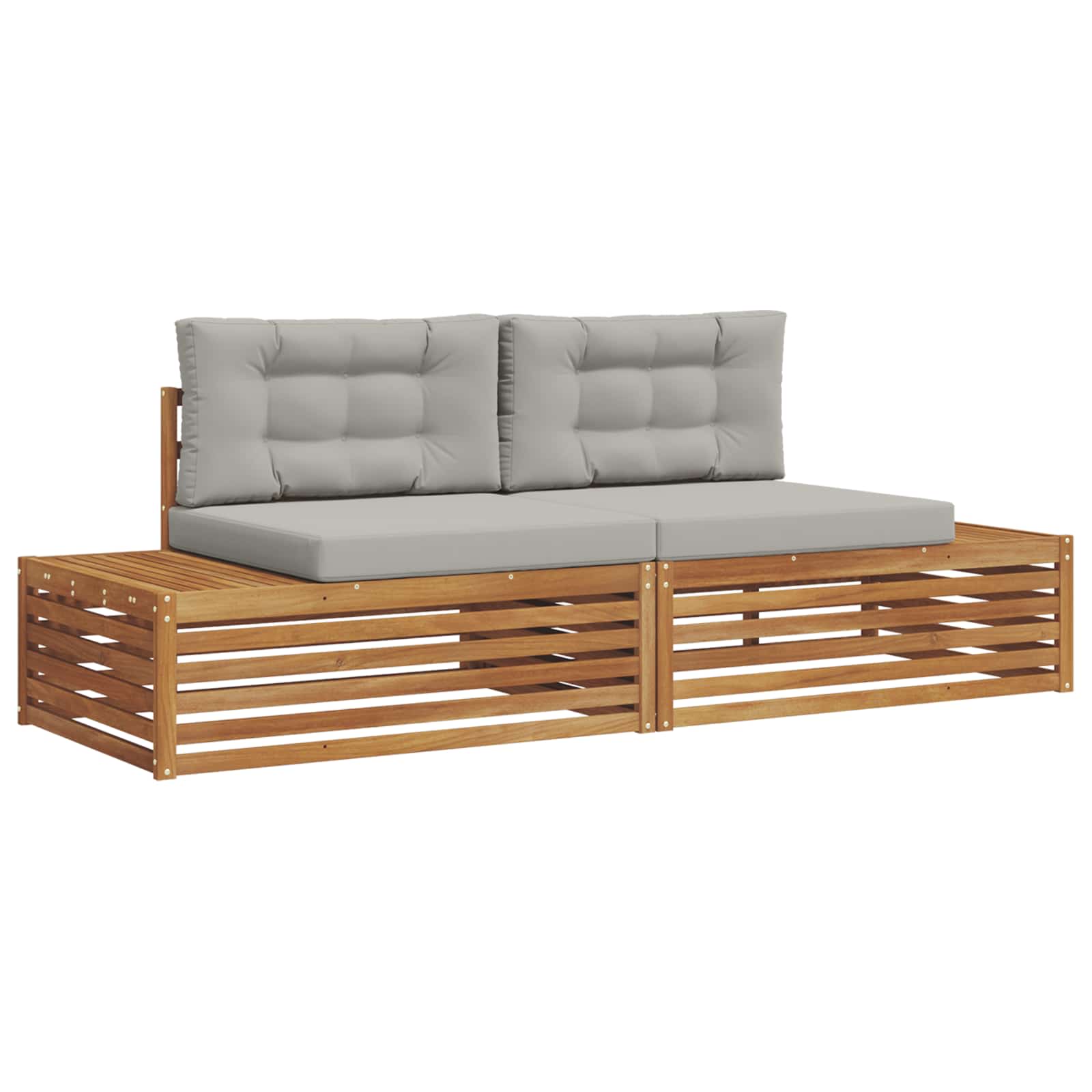 Thumbnail - vidaXL Outdoor-Sofagarnitur mit Kissen 2 Stück Natürlich und Hellgrau