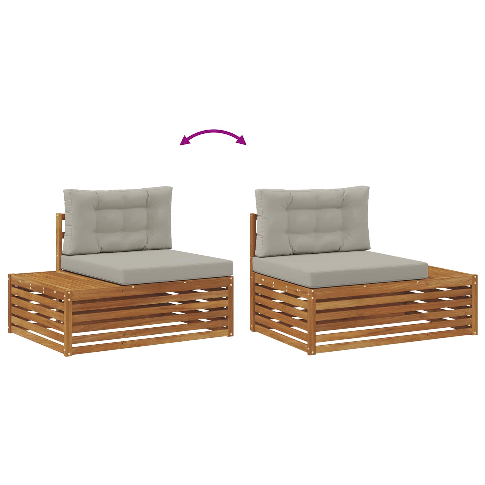 Zunanja garnitura za sedenje 2 Kos Naravna in svetlo siva - slika 7