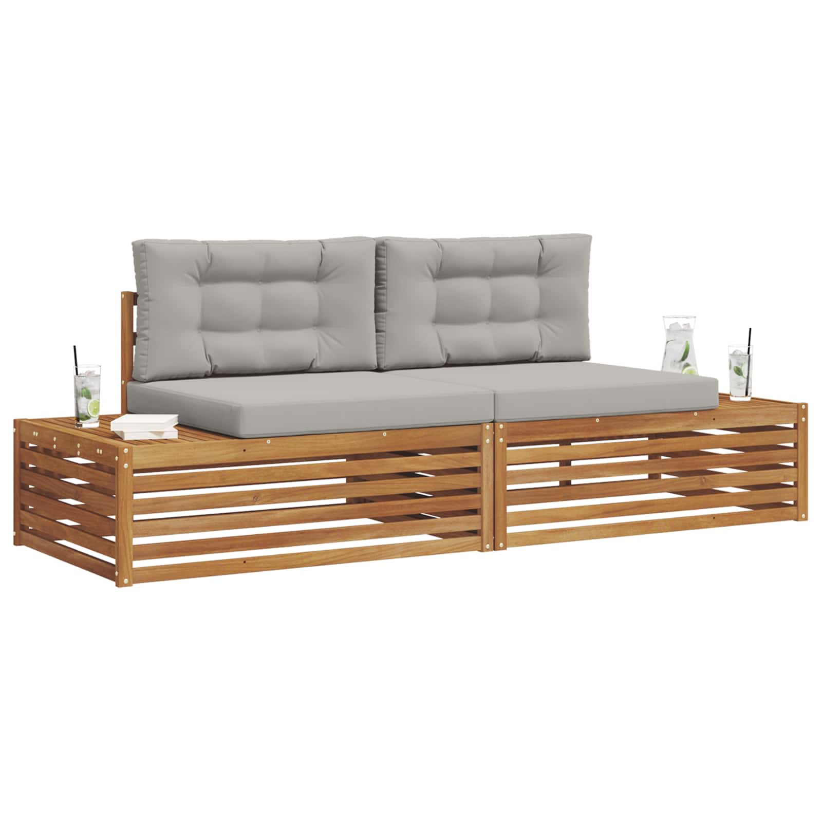 Zunanja garnitura za sedenje 2 Kos Naravna in svetlo siva - slika 3