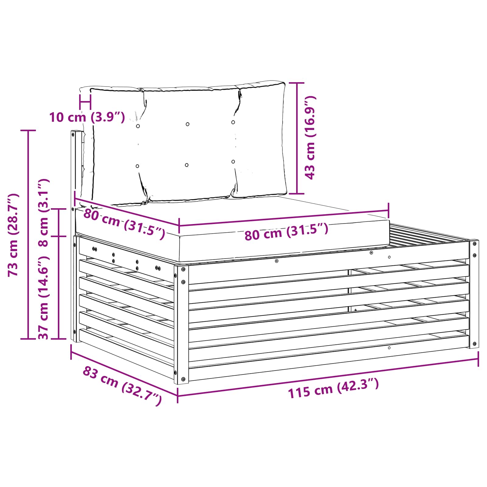 Zunanja garnitura za sedenje z blazino 2 Kos Naravna in bež - slika 9