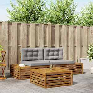 Zunanja garnitura za sedenje 3 Kos Naravna in svetlo siva