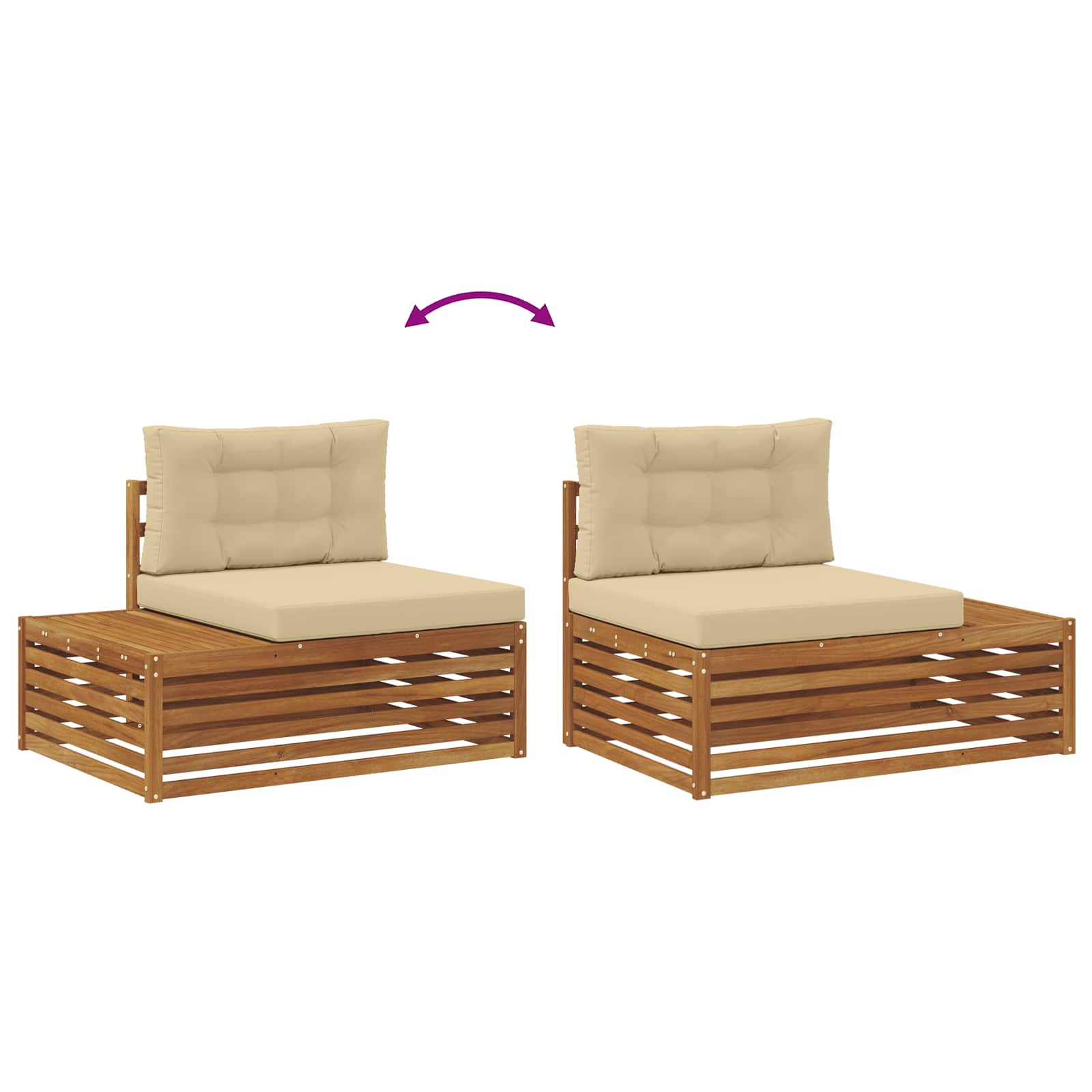 Zunanja garnitura za sedenje z blazino 3 Kos Naravna in bež - slika 8