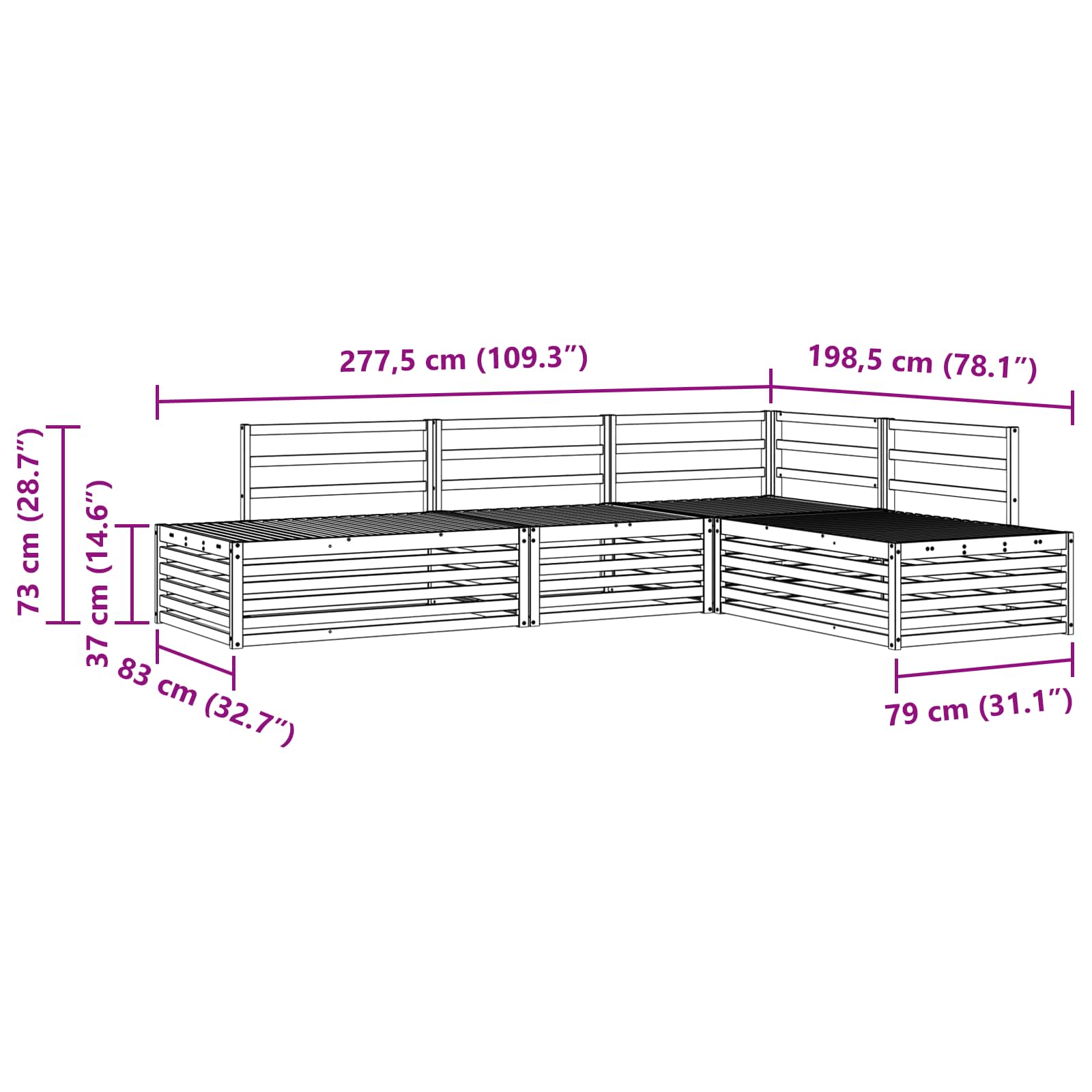 Buiten bankenset 4 Stuk Naturel Massief Acaciahout image 10