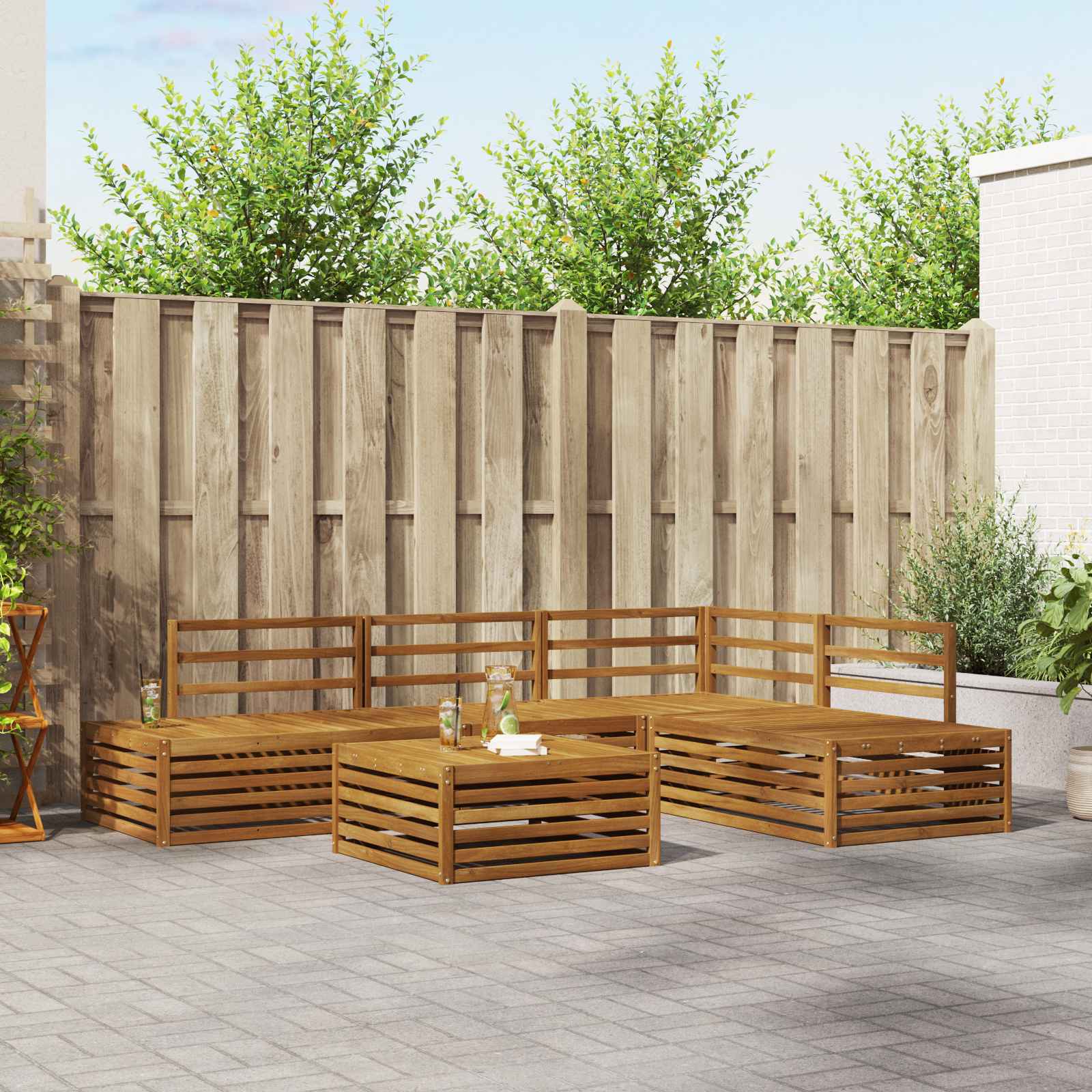 vidaXL Outdoor-Sofagarnitur 5 Stück Natur Massivholz Akazie