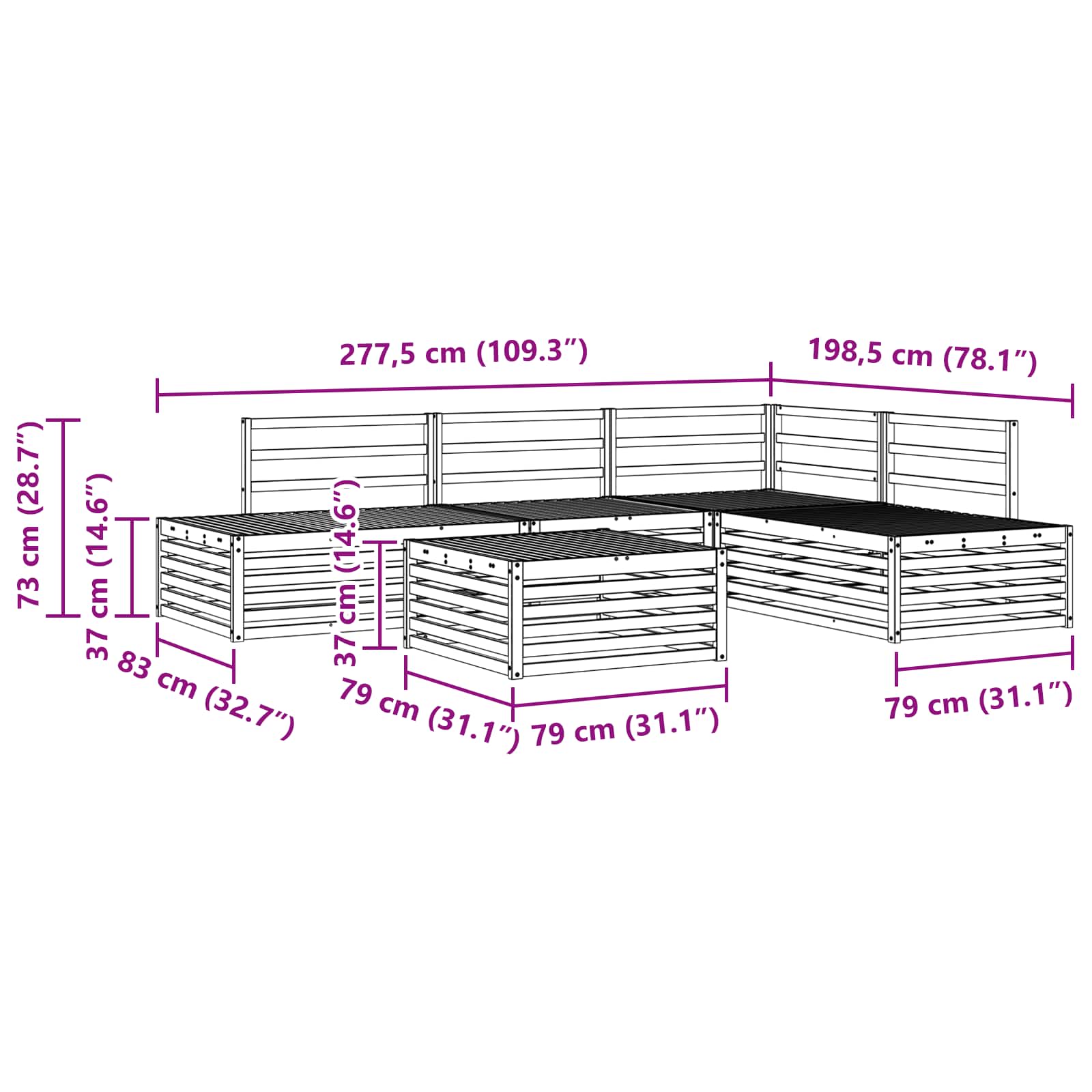 Buiten bankenset 5 Stuk Naturel Massief Acaciahout image 11