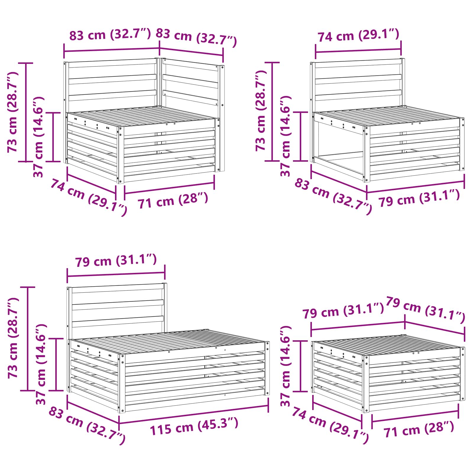 Buiten bankenset 5 Stuk Naturel Massief Acaciahout image 12